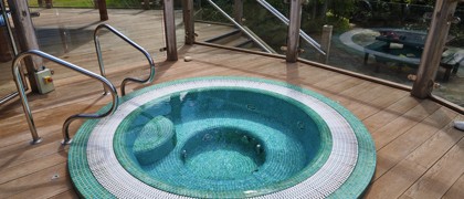 The outdoor spa bath at The Lakes Spa at Far Grange