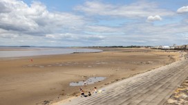 The beach and promenade opposite the park