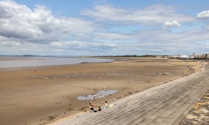 The beach and promenade opposite the park