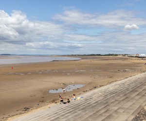 The beach and promenade opposite the park