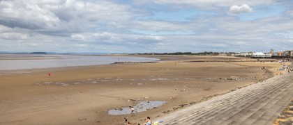 The beach and promenade opposite the park