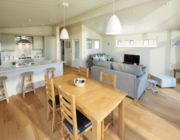 The interior of a lodge has plenty of space