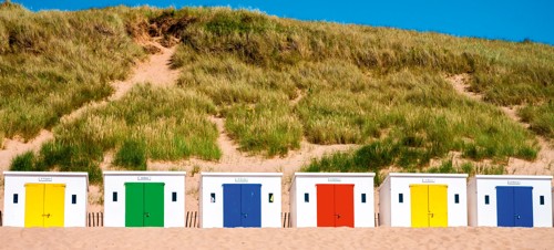 Devon beach huts, Cornwall