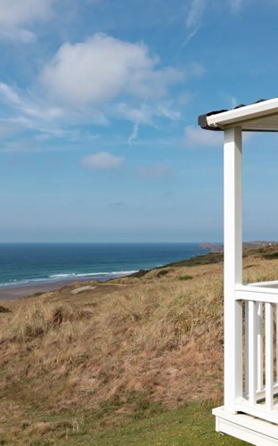 Representation of the view in a Signature caravan at Perran Sands