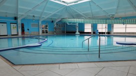 The indoor pool and its flume and toddler paddling area.