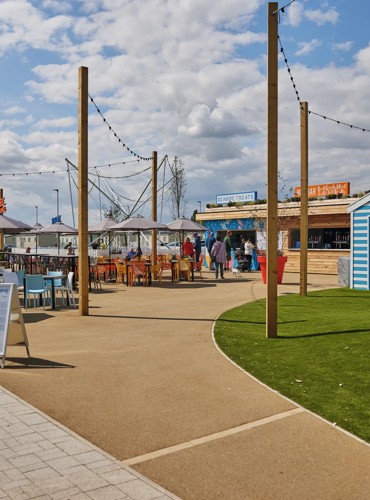 The piazza at Haven Skegness is home to activities, a stage and the Box Bar