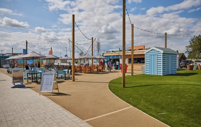 The new outdoor piazza area at Haven Skegness Holiday Park.