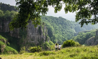 A couple take a stroll around Cheddar Gorge in Somerset.
