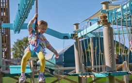The Mini Aerial Adventure course has exciting elements such as disc walkways and a zip wire, just like the grown-up version