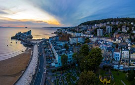 Aerial view of Weston-super-Mare, a seaside town in the North Somerset, England.