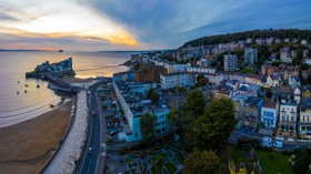 Aerial view of Weston-super-Mare, a seaside town in the North Somerset, England.