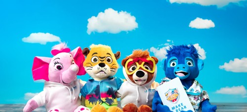 A line up of our Seaside Squad Make a Bear teddies.