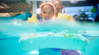 The bucket feature at the Adventure Pool at Primrose Valley