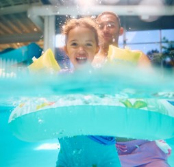 The bucket feature at the Adventure Pool at Primrose Valley