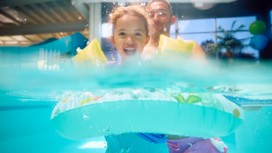 The bucket feature at the Adventure Pool at Primrose Valley