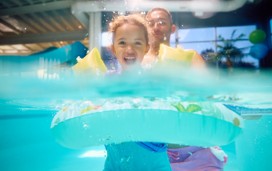 The bucket feature at the Adventure Pool at Primrose Valley