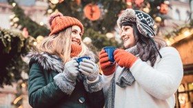 Enjoying some warming mulled wine at a Christmas market.