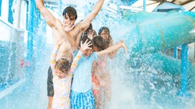 The new aqua play area inside Kent Coast holiday park's pool complex.