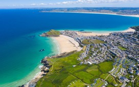 The aerial view of St Ives in Cornwall