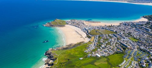 The aerial view of St Ives in Cornwall
