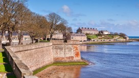 Berwick-upon-Tweed, Northumberland, England, UK - The Elizabethan town wall on a bright spring day.