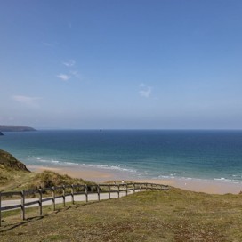 The path leading to the sandy beach at Perran Sands