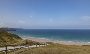 The path leading to the sandy beach at Perran Sands