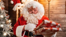Children meet Santa inside his Grotto on one of Haven's parks.