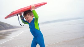 Bodyboarding at Perran Sands